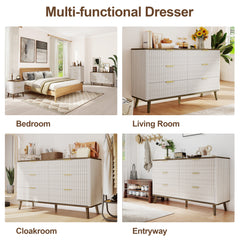 Fluted Dresser for Bedroom with 6 Drawers