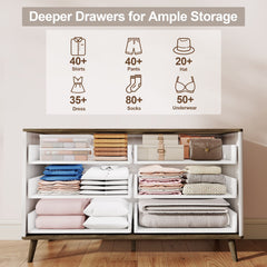 Fluted Dresser for Bedroom with 6 Drawers