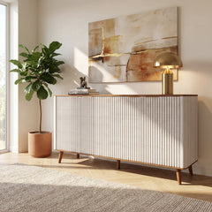 Sideboard Buffet with Fluted Doors for Living Room