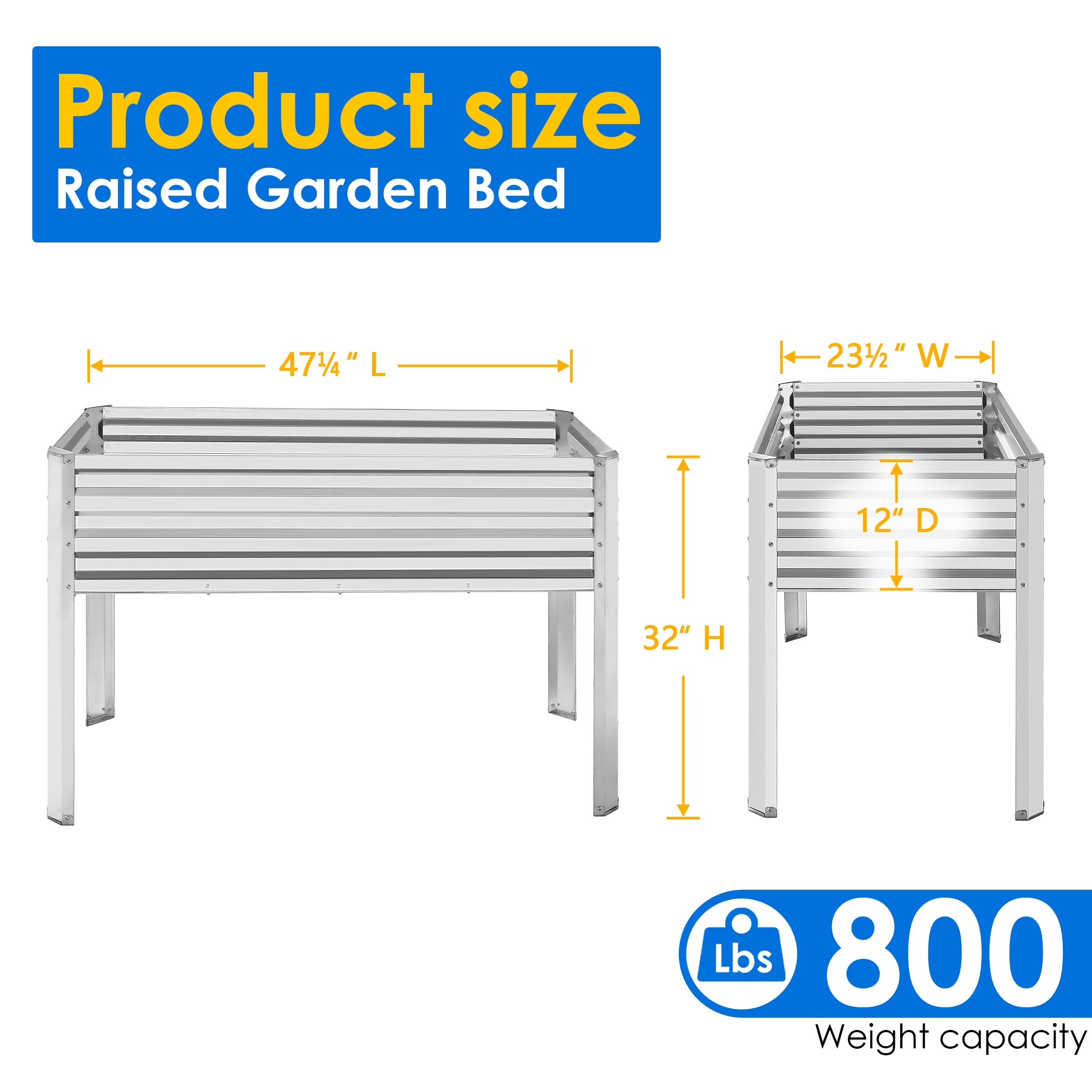 Galvanized Raised Garden Bed with Legs 4x2x3ft