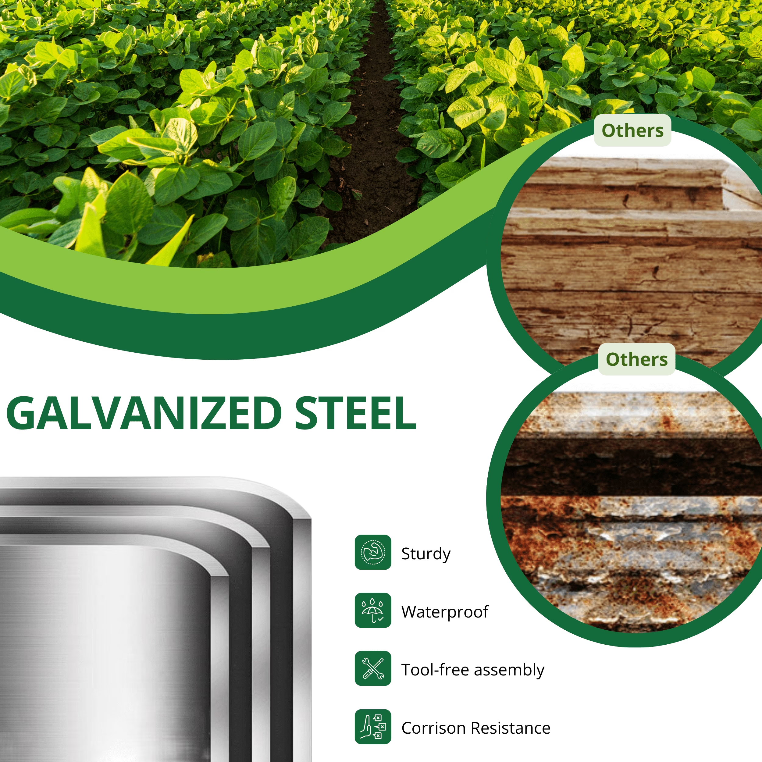 Galvanized Raised Garden Bed with Legs 4x2x3ft