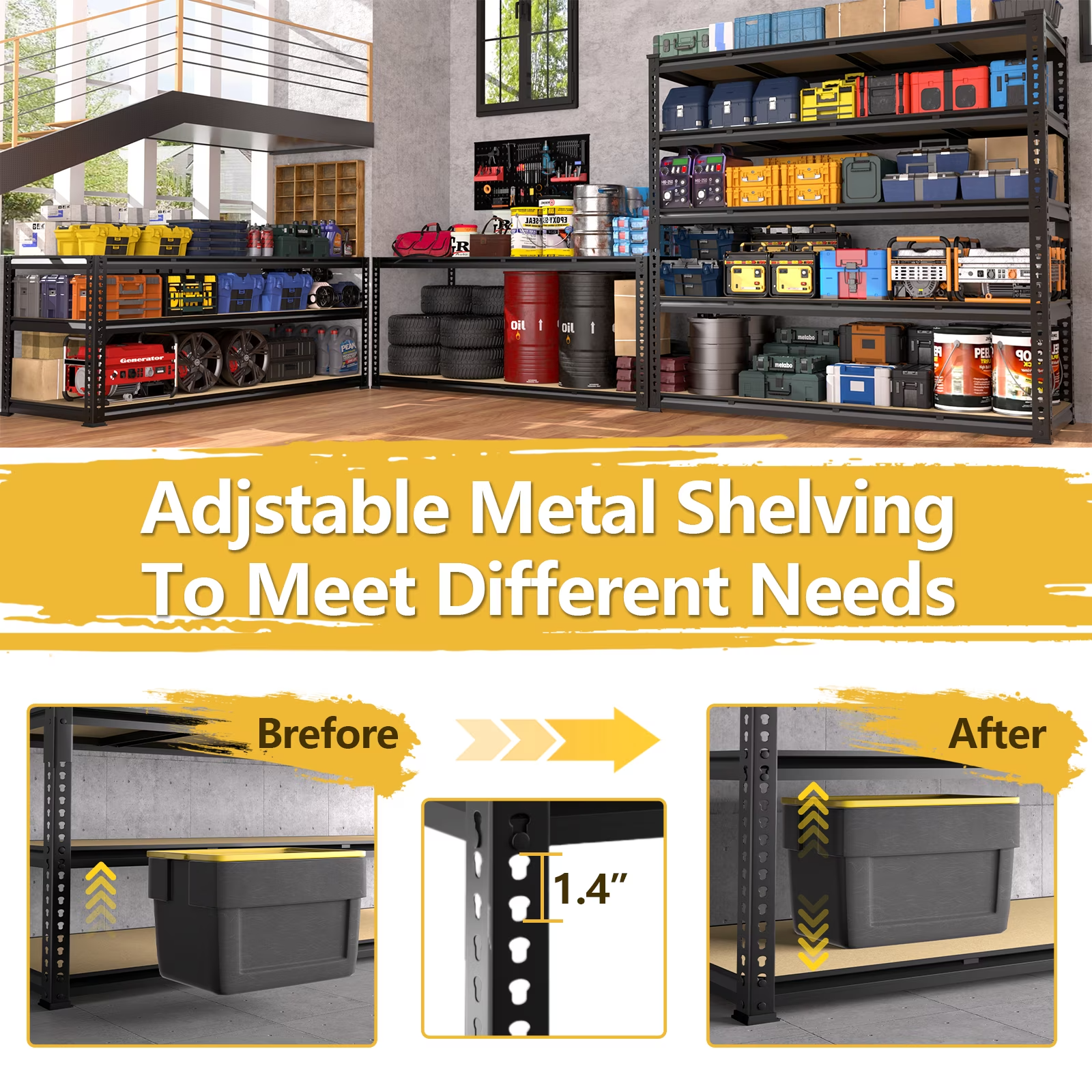 Garage Shelving Unit 60"W x 24"D x 72"H