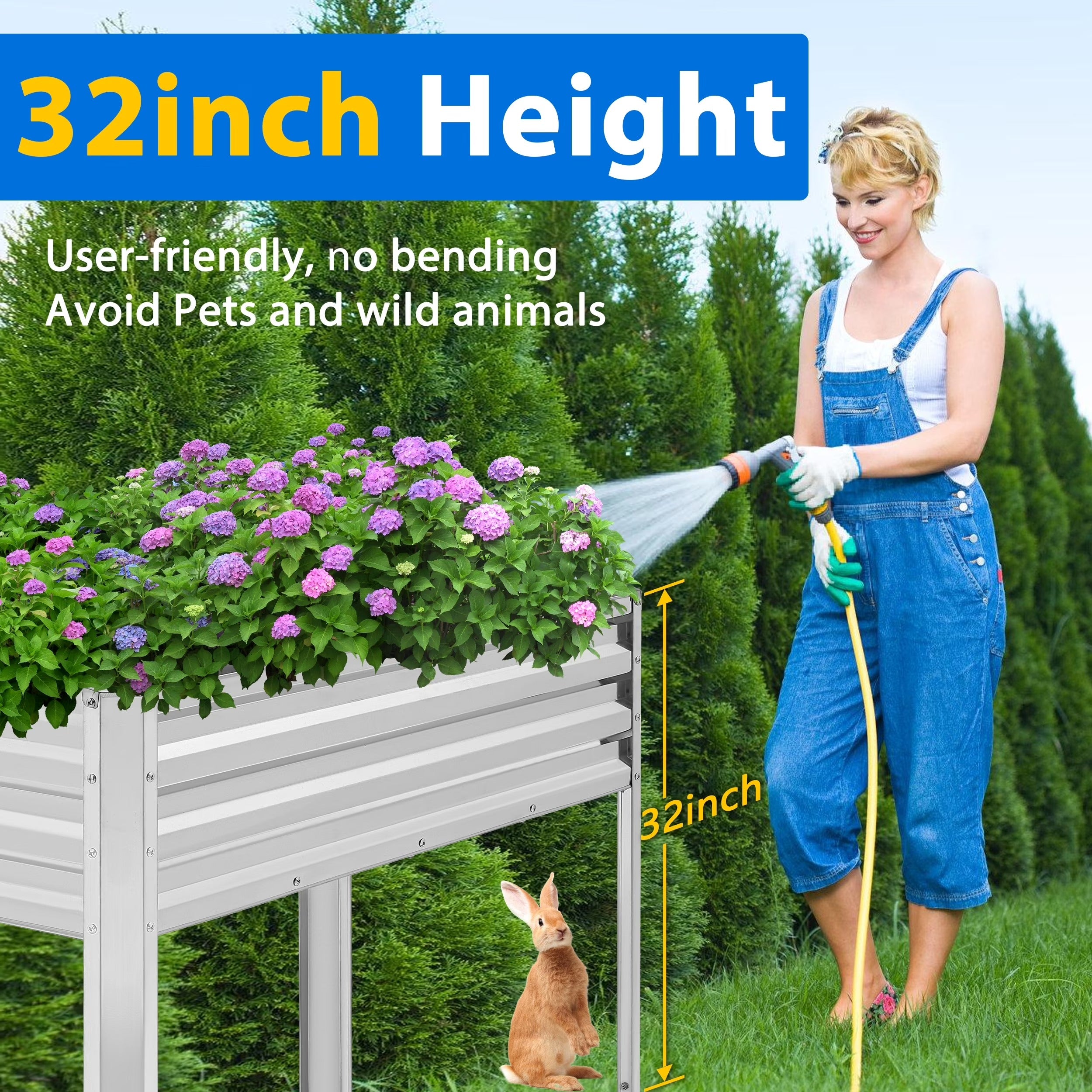 Galvanized Raised Garden Bed with Legs 4x2x3ft