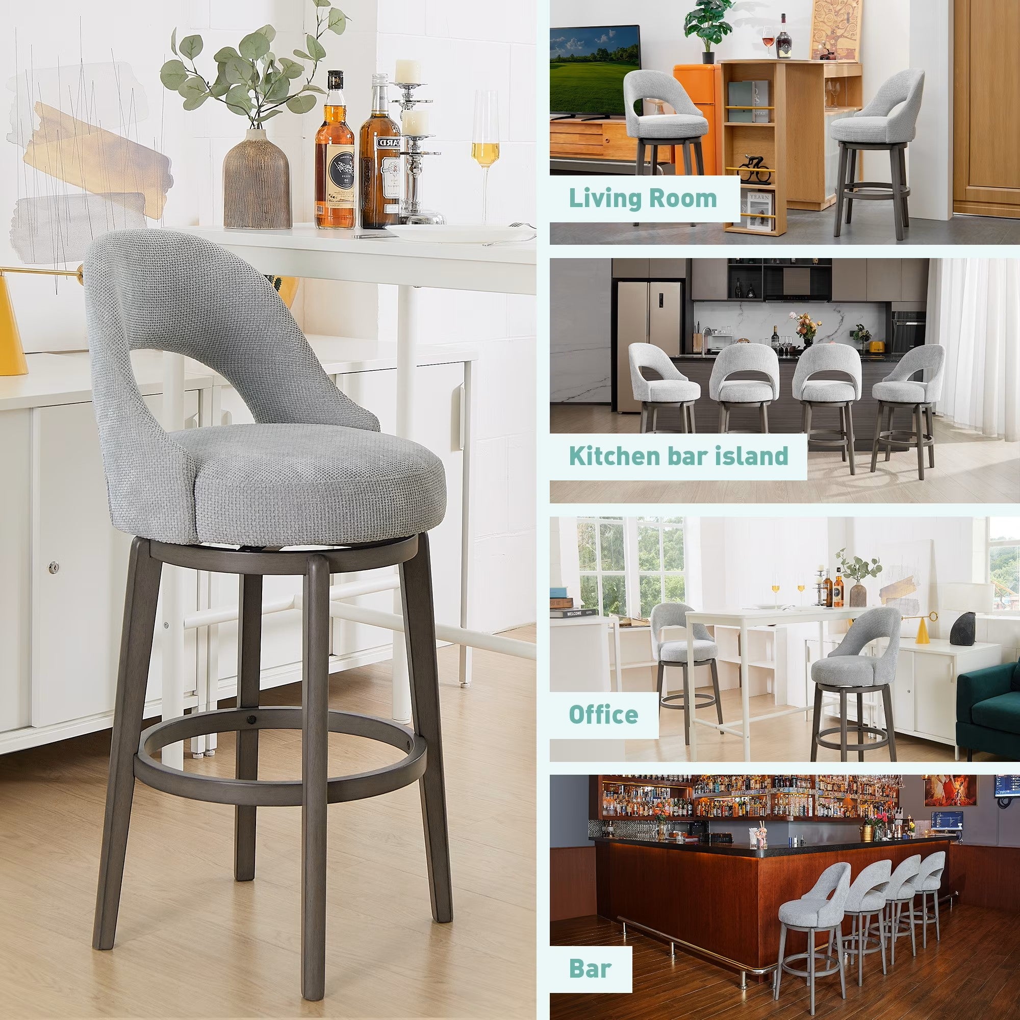 30" Bar Height Swivel Stool Set of 2