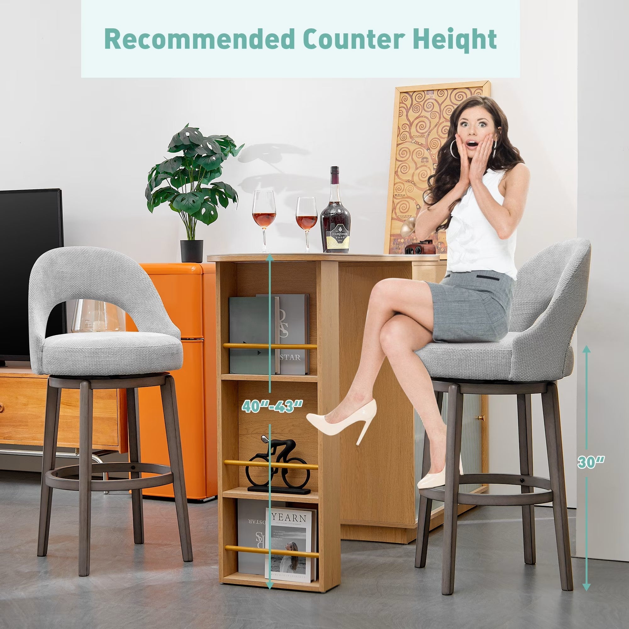 30" Bar Height Swivel Stool Set of 2