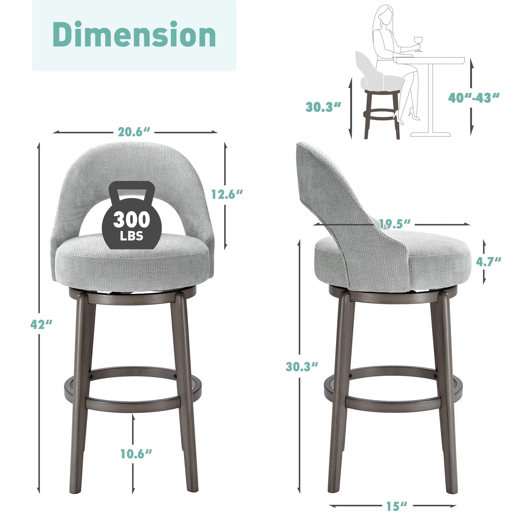 30" Bar Height Swivel Stool Set of 2