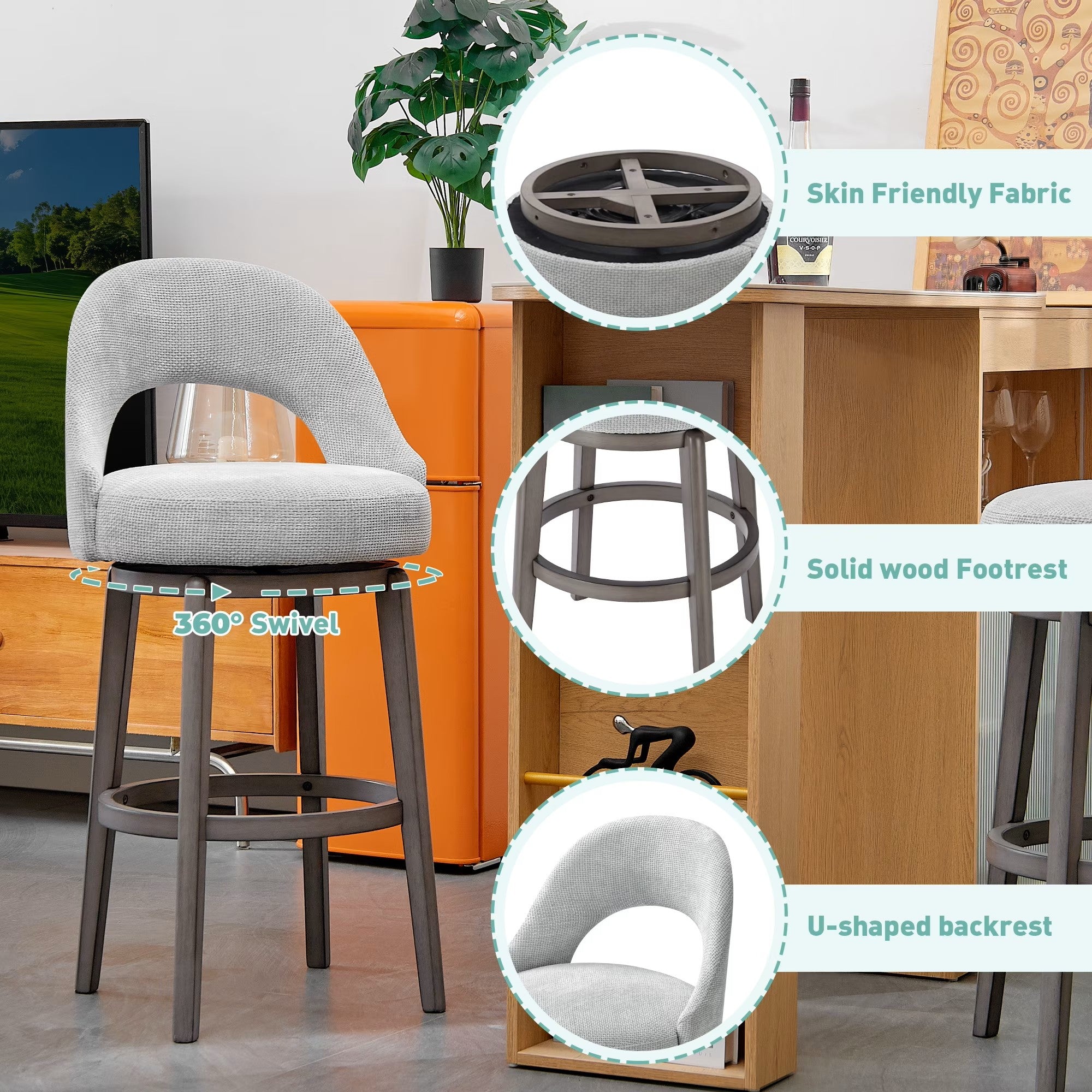 30" Bar Height Swivel Stool Set of 2
