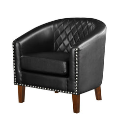 Faux Leather Barrel Chair Modern Tub Club ChairBlack
