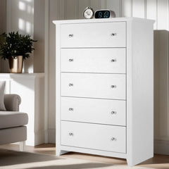 TrumanPick White Dresser for Bedroom, Tall Chest of Drawers for Living Room, Wooden Dressers 31.2"W x 17"D x 47"H for Nursery Hallway Closet