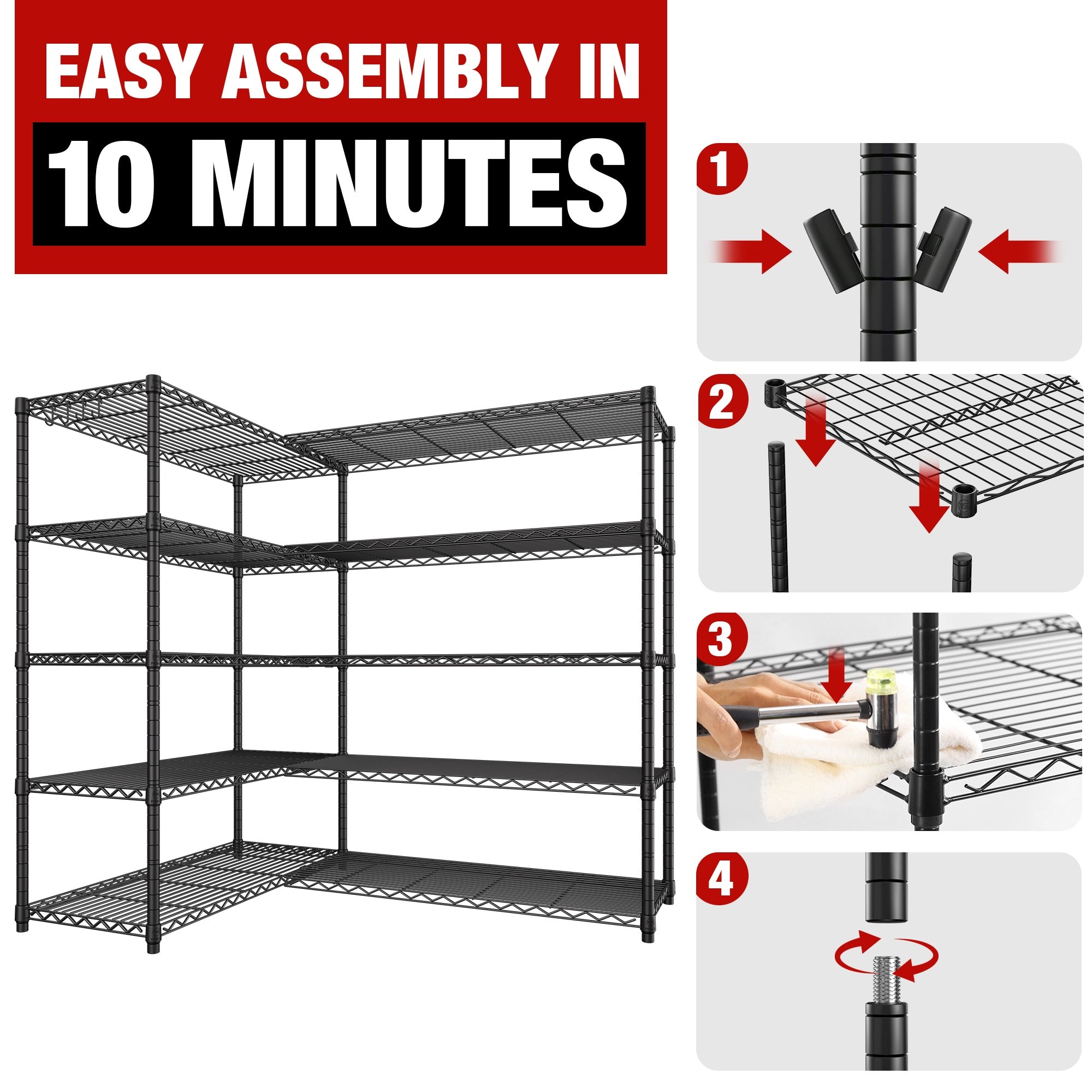 72"W Storage Shelves Load 1750LBS Wire Shelving Unit