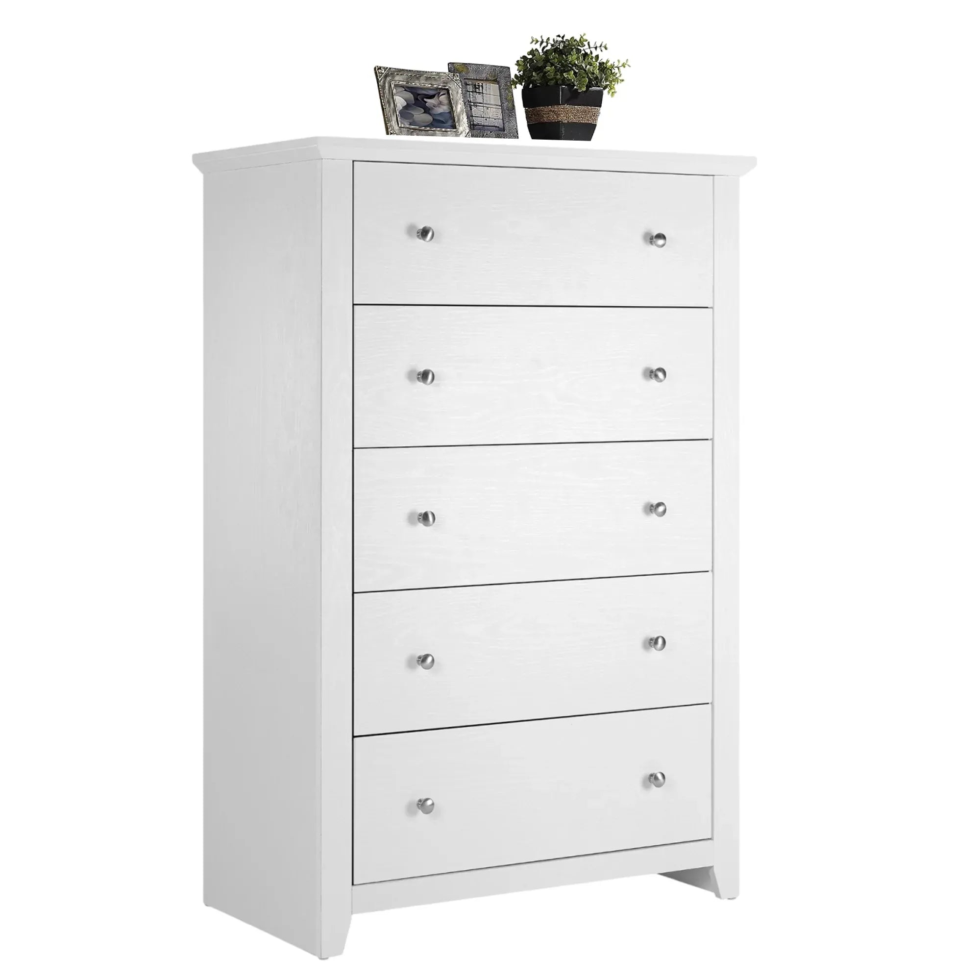 TrumanPick White Dresser for Bedroom, Tall Chest of Drawers for Living Room, Wooden Dressers 31.2"W x 17"D x 47"H for Nursery Hallway Closet
