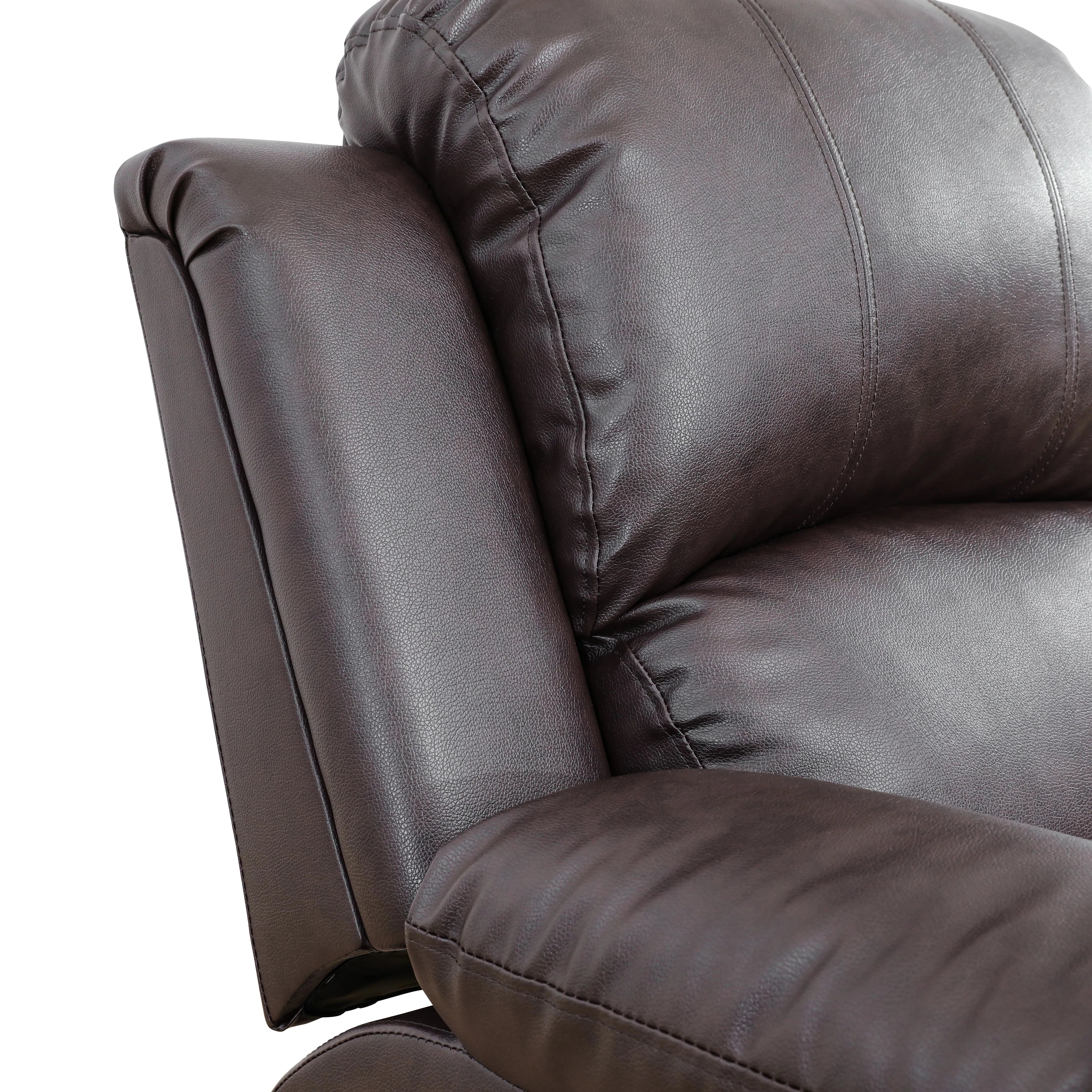 TrumanPick Manual Recliner Chair, Overstuffed reclining Armchair Home Theater Sofa Recliner for Living Room, Brown