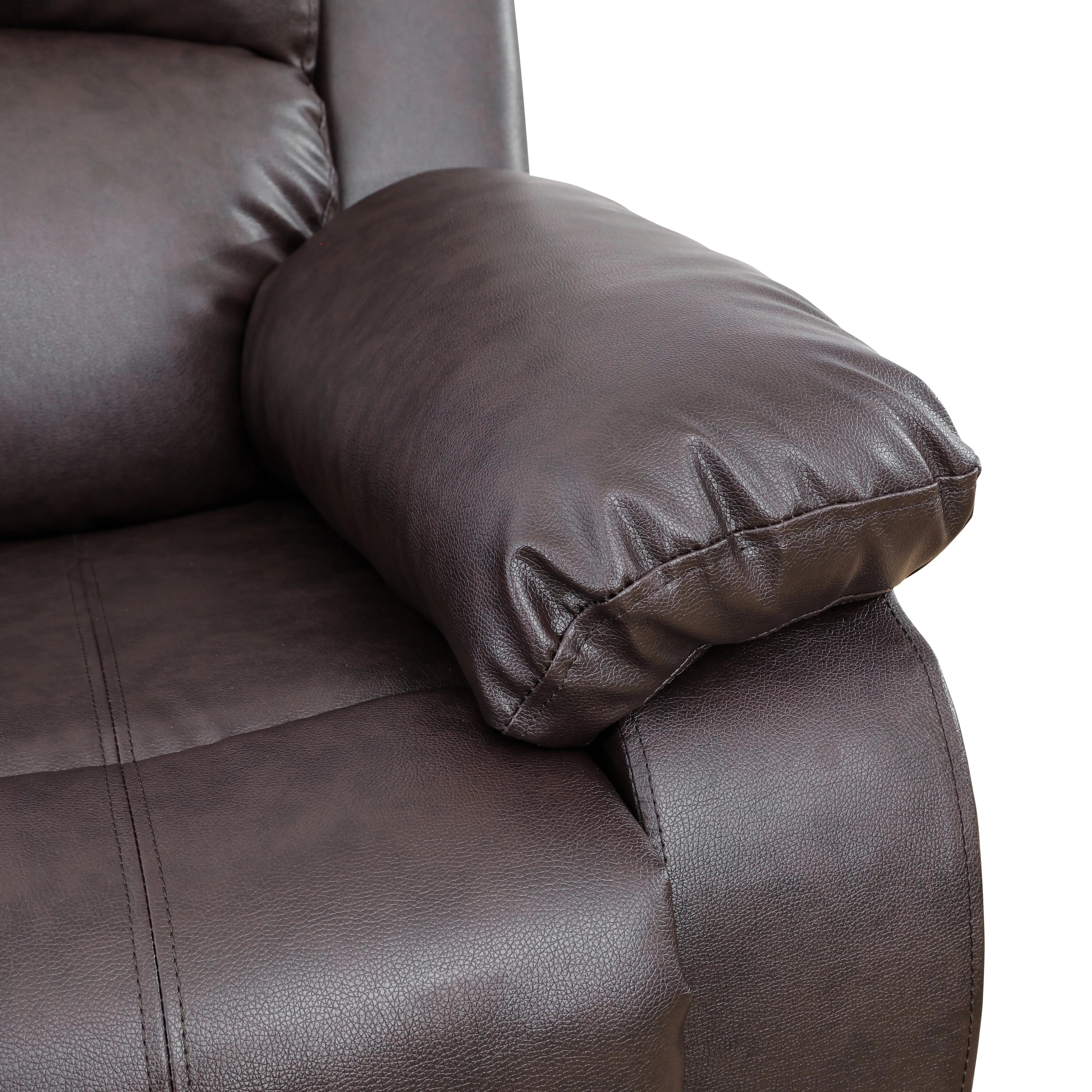 TrumanPick Manual Recliner Chair, Overstuffed reclining Armchair Home Theater Sofa Recliner for Living Room, Brown